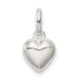 Sterling Silver Heart Pendant, Smooth Polished Charm with Classic Heart Design for Women