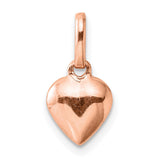 Sterling Silver Heart Charm Pendant, Polished Rose Gold Accent, Romantic Minimalist Jewelry for Women
