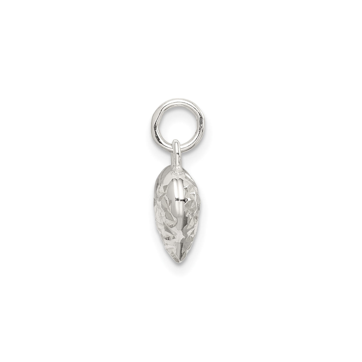 Sterling Silver Heart Charm Pendant with Faceted Puff Design, Romantic Minimalist Jewelry for Women