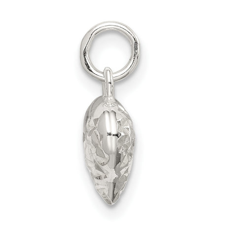 Sterling Silver Heart Charm Pendant with Faceted Puff Design, Romantic Minimalist Jewelry for Women