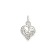 Sterling Silver Heart Charm Pendant with Faceted Puff Design, Romantic Minimalist Jewelry for Women