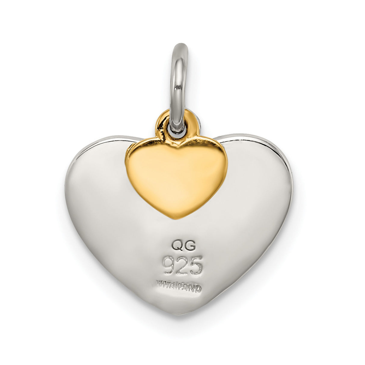 Sterling Silver Heart Pendant with Textured Finish and Gold Plated Love Accent
