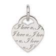 Sterling Silver Heart Pendant with I Love You Engraving, Romantic Jewelry for Women