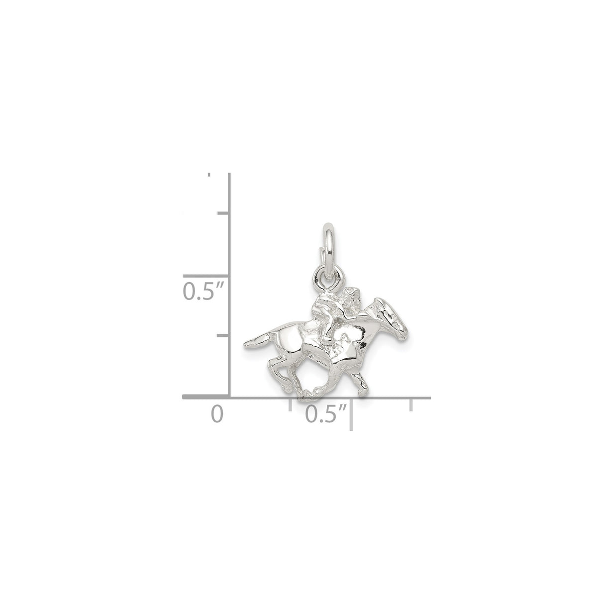 Sterling Silver Horse and Rider Pendant, Galloping Racehorse Equestrian Charm for Women