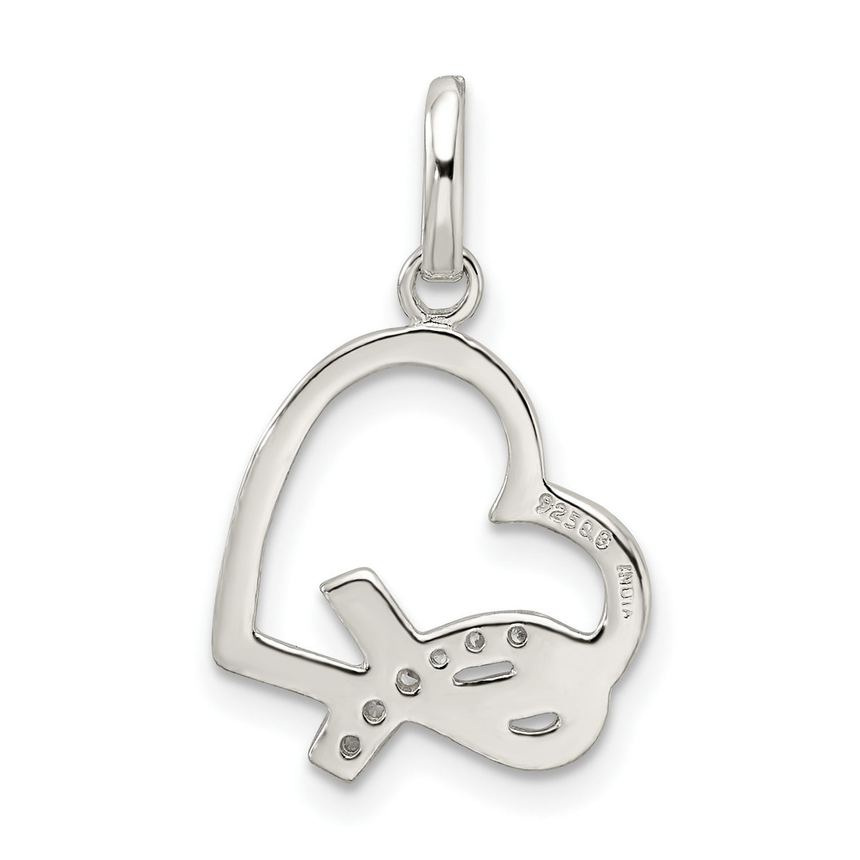 Sterling Silver Awareness Ribbon Heart Pendant with Cubic Zirconia, Symbolic Healing Jewelry for Women
