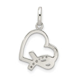 Sterling Silver Awareness Ribbon Heart Pendant with Cubic Zirconia, Symbolic Healing Jewelry for Women