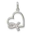 Sterling Silver Awareness Ribbon Heart Pendant with Cubic Zirconia, Symbolic Healing Jewelry for Women