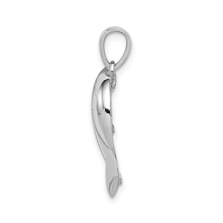 Sterling Silver Cross Pendant with Open Heart and Pave Cubic Zirconia Design