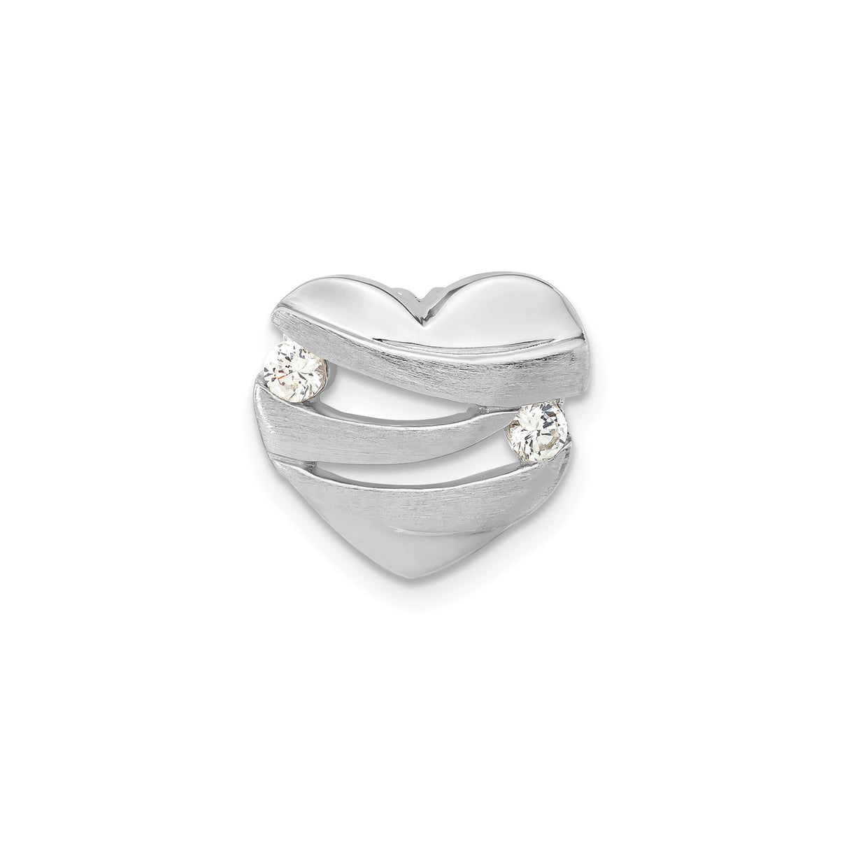 Sterling Silver Heart Pendant with Cubic Zirconia, Layered Open Heart Design for Women