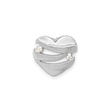 Sterling Silver Heart Pendant with Cubic Zirconia, Layered Open Heart Design for Women