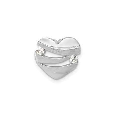 Sterling Silver Heart Pendant with Cubic Zirconia, Layered Open Heart Design for Women