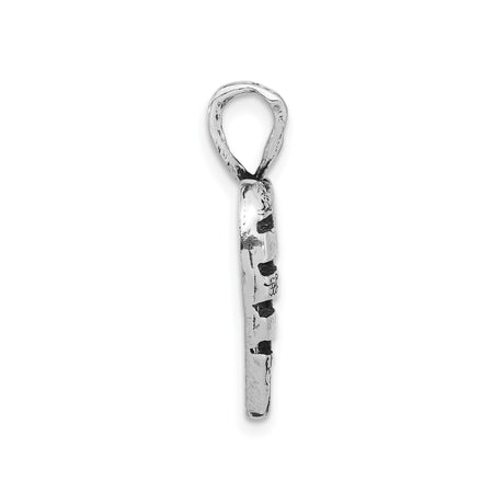 Sterling Silver Heart Pendant with Textured Abstract Design and Organic Linear Pattern