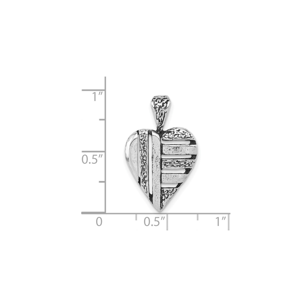 Sterling Silver Heart Pendant with Textured Abstract Design and Organic Linear Pattern