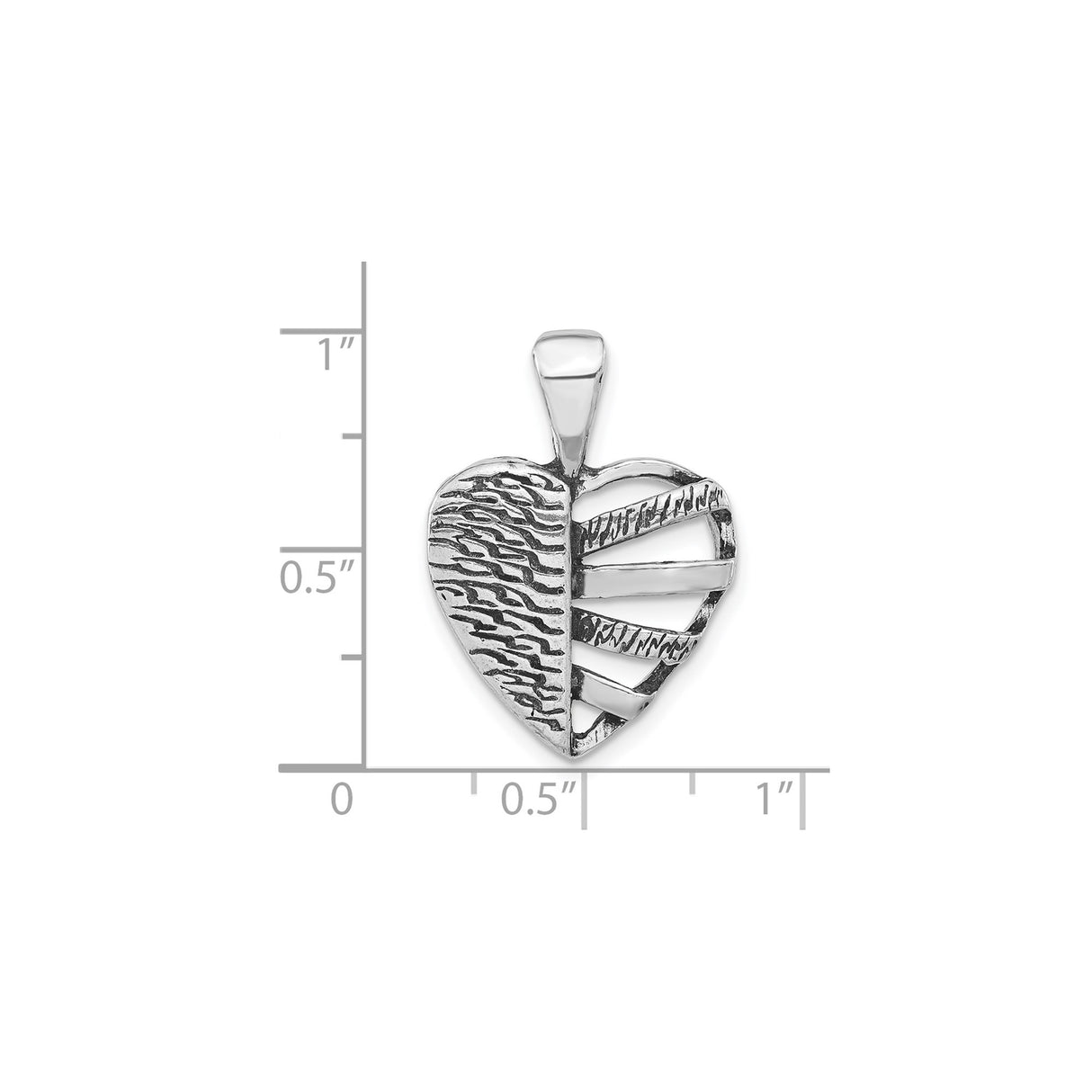 Sterling Silver Heart Pendant with Abstract Openwork Design, Textured Sculptural Style