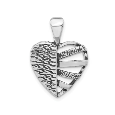 Sterling Silver Heart Pendant with Abstract Openwork Design, Textured Sculptural Style