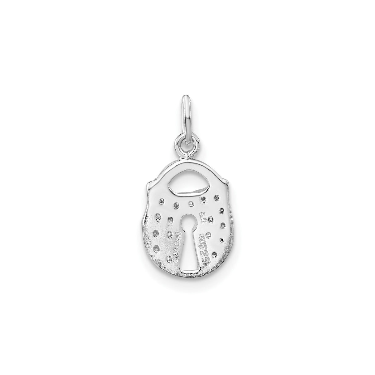 Sterling Silver Padlock Charm Pendant with Cubic Zirconia, Symbol of Love and Security