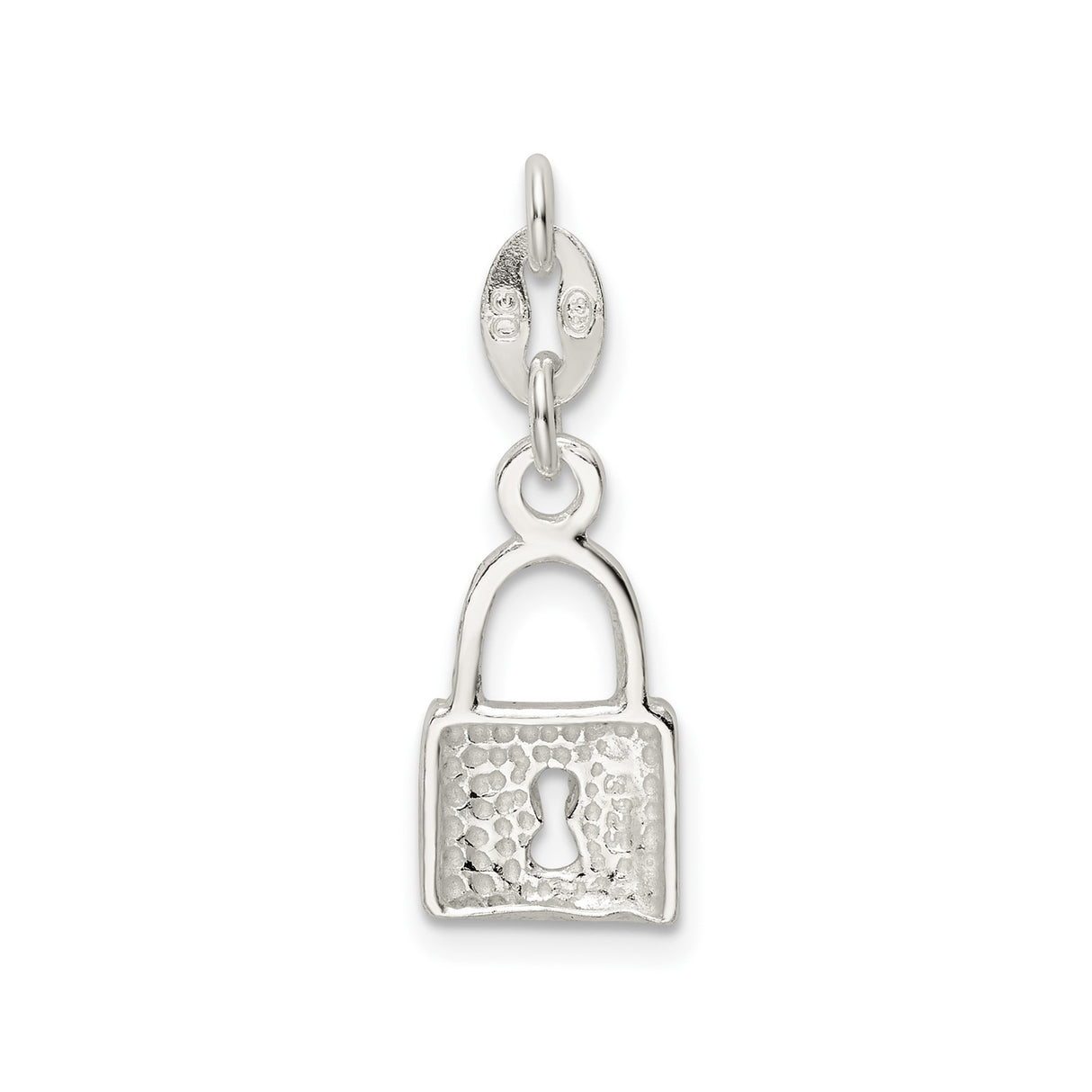 Sterling Silver Padlock Charm Pendant with Keyhole Cutout, Minimalist Romantic Design