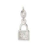 Sterling Silver Padlock Charm Pendant with Keyhole Cutout, Minimalist Romantic Design