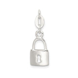 Sterling Silver Padlock Charm Pendant with Keyhole Cutout, Minimalist Romantic Design