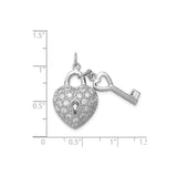 Sterling Silver Heart Lock and Key Pendant with Cubic Zirconia, Romantic Jewelry for Women