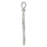 Sterling Silver Key Pendant with Ornate Scroll Design, Vintage Style Jewelry for Women