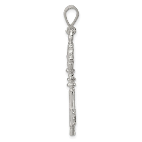 Sterling Silver Key Pendant with Ornate Scroll Design, Vintage Style Jewelry for Women