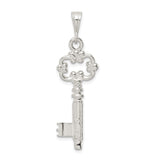 Sterling Silver Key Pendant with Ornate Scroll Design, Vintage Style Jewelry for Women