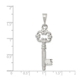 Sterling Silver Key Pendant with Ornate Scroll Design, Vintage Style Jewelry for Women