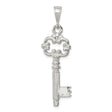 Sterling Silver Key Pendant with Ornate Scroll Design, Vintage Style Jewelry for Women