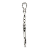 Sterling Silver Key Pendant with Ornate Filigree Design, Vintage Skeleton Charm for Women and Men