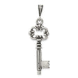 Sterling Silver Key Pendant with Ornate Filigree Design, Vintage Skeleton Charm for Women and Men