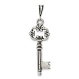 Sterling Silver Key Pendant with Ornate Filigree Design, Vintage Skeleton Charm for Women and Men