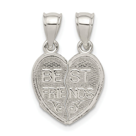 Polished Mini Best Friends Break Away Heart Charm Pendant in Real 925 Sterling Silver