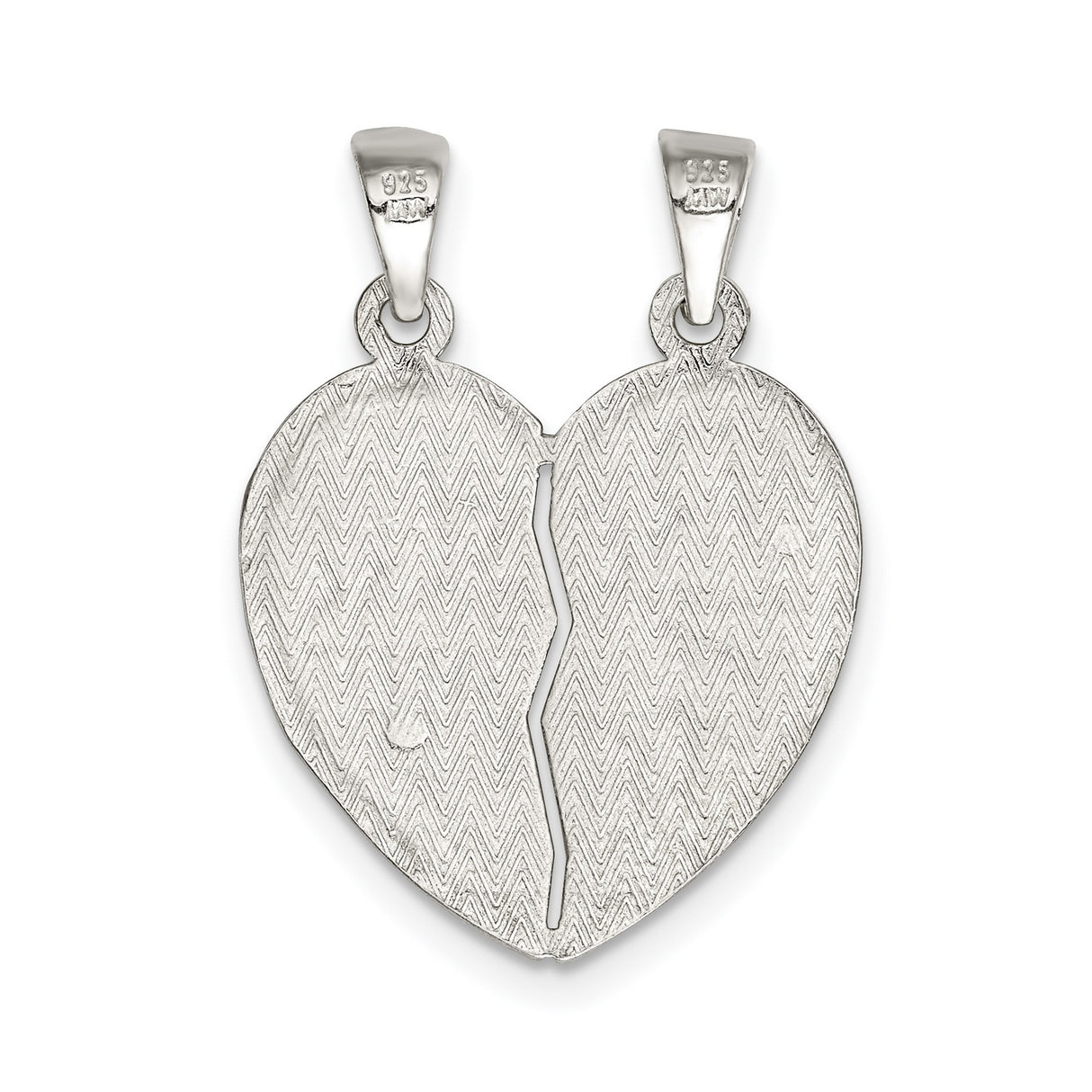 Sterling Silver Split Heart Pendant Set, Friendship Charm Jewelry for Two