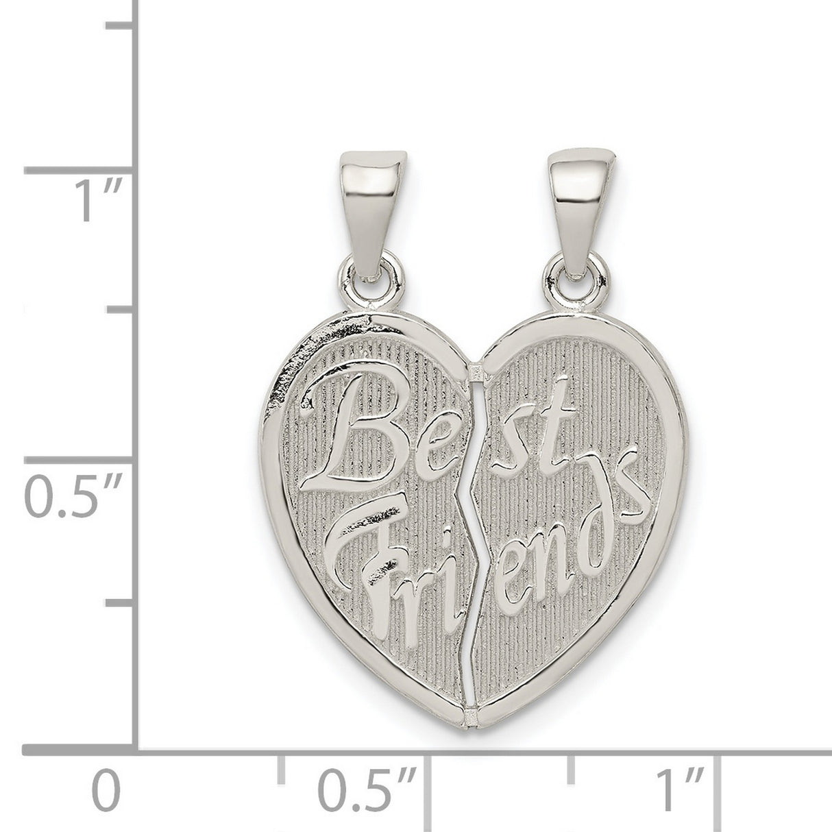Sterling Silver Split Heart Pendant Set, Friendship Charm Jewelry for Two