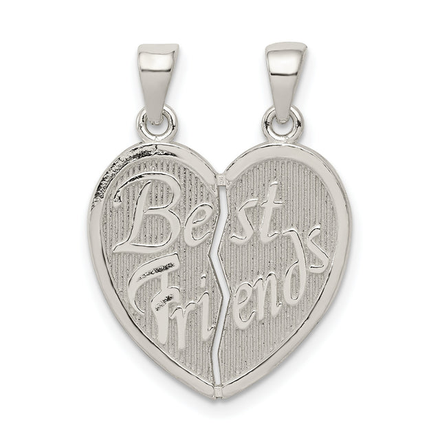 Sterling Silver Split Heart Pendant Set, Friendship Charm Jewelry for Two