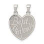 Sterling Silver Split Heart Pendant Set, Friendship Charm Jewelry for Two