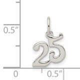 Polished 25 Charm Pendant in Real 925 Sterling Silver