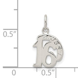 Polished Sweet 16 Words Charm Pendant in Real 925 Sterling Silver