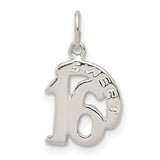 Polished Sweet 16 Words Charm Pendant in Real 925 Sterling Silver