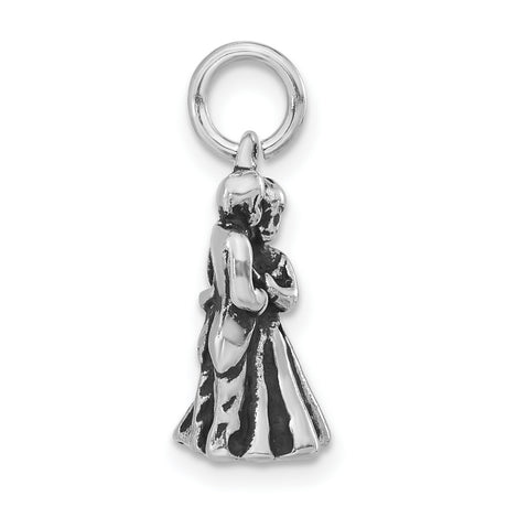 Sterling Silver Dancing Couple Pendant Charm, Romantic Silhouette Jewelry for Women