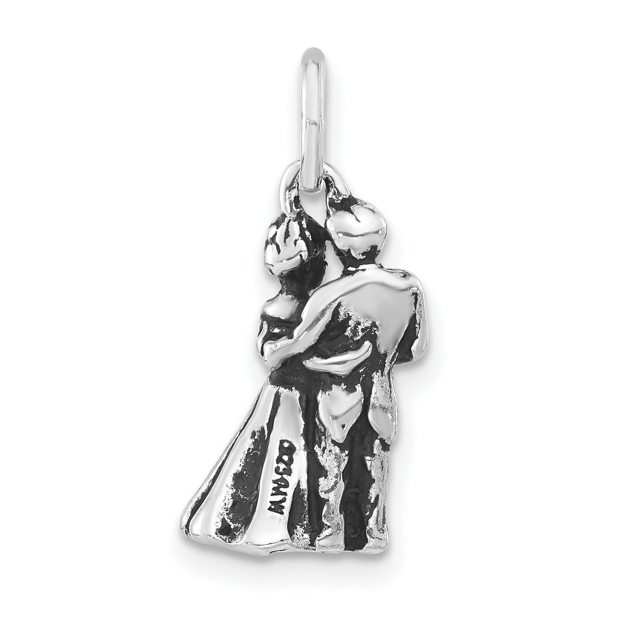 Sterling Silver Dancing Couple Pendant Charm, Romantic Silhouette Jewelry for Women