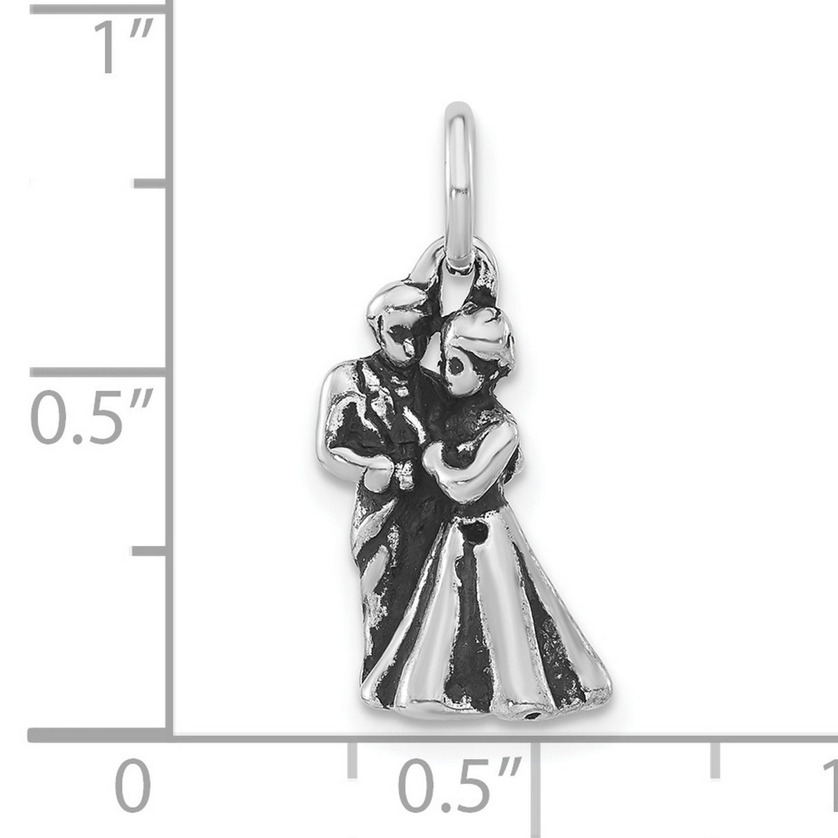 Sterling Silver Dancing Couple Pendant Charm, Romantic Silhouette Jewelry for Women