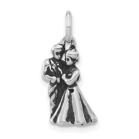 Sterling Silver Dancing Couple Pendant Charm, Romantic Silhouette Jewelry for Women
