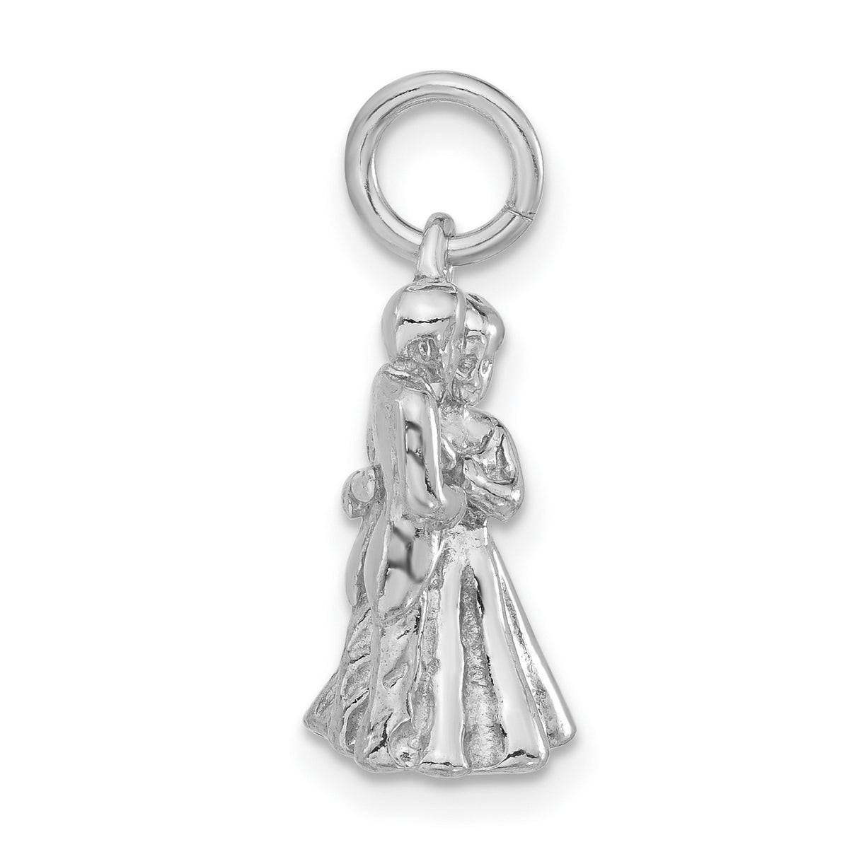 Sterling Silver Wedding Pendant with Bride and Groom Embrace Charm, Romantic Unity Jewelry