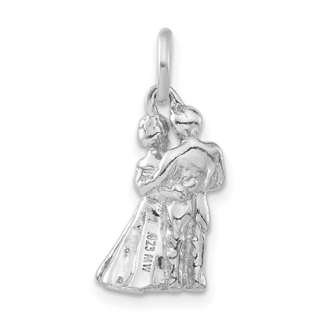 Sterling Silver Wedding Pendant with Bride and Groom Embrace Charm, Romantic Unity Jewelry