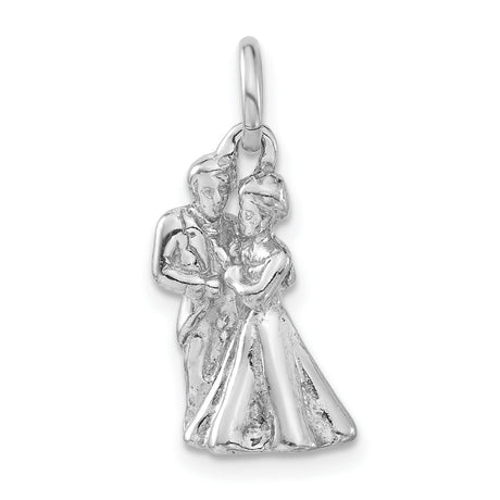 Sterling Silver Wedding Pendant with Bride and Groom Embrace Charm, Romantic Unity Jewelry