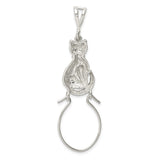 Cat Sitting on Holder Charm Pendant in Real 925 Sterling Silver