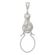 Cat Sitting on Holder Charm Pendant in Real 925 Sterling Silver