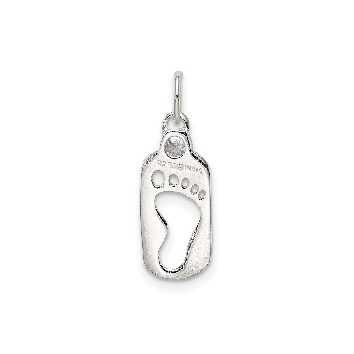 Sterling Silver Pendant with Cubic Zirconia, Baby Footprint Motherhood Keepsake Charm